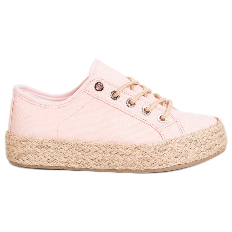 Kylie Zapatillas en una plataforma de paja rosado