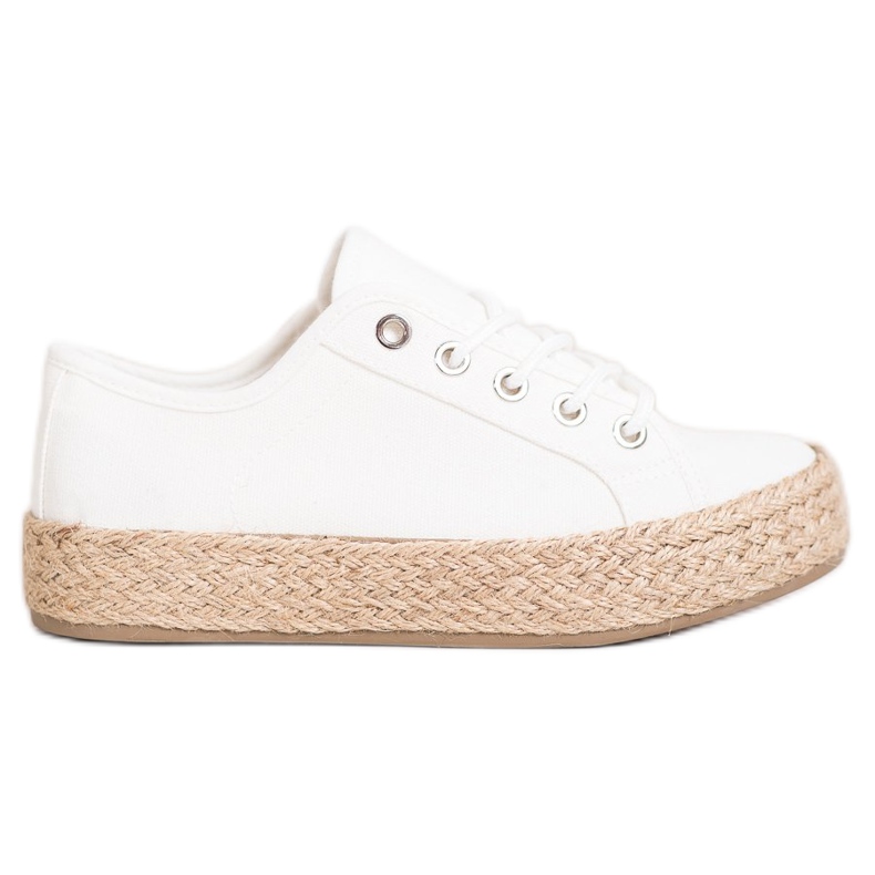 Kylie Zapatillas en una plataforma de paja blanco