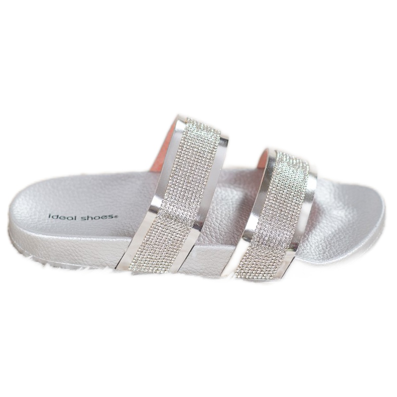 Ideal Shoes Pantuflas de Mujer con Circonita Cúbica gris