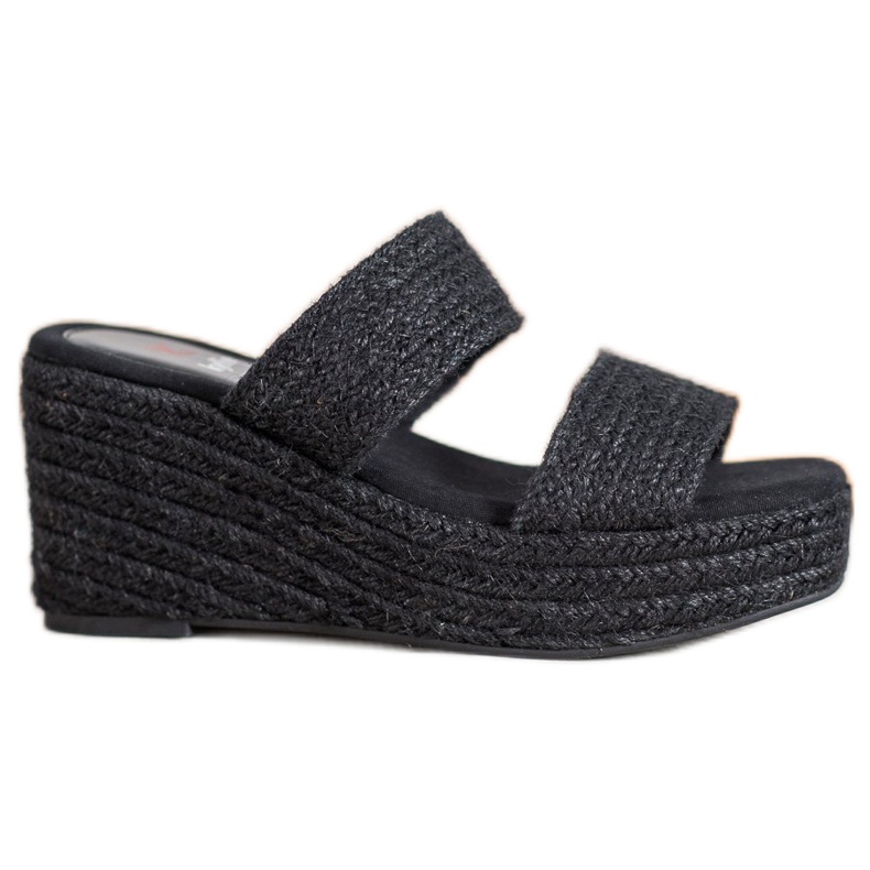 Kylie Pantuflas de cuña ligeras negro