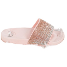 SHELOVET Zapatillas cómodas con circonita cúbica rosado
