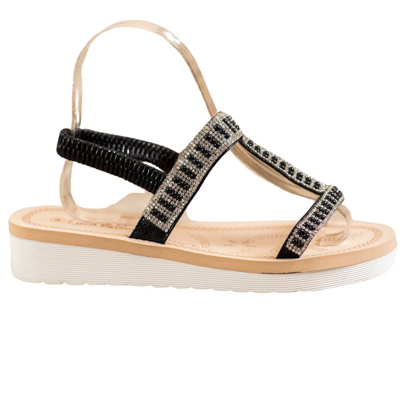 SHELOVET Sandalias sin cordones con cuentas negro