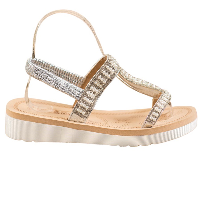 SHELOVET Sandalias sin cordones con cuentas gris
