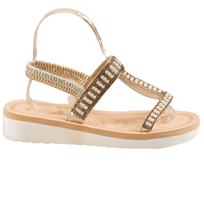 SHELOVET Sandalias sin cordones con cuentas amarillo