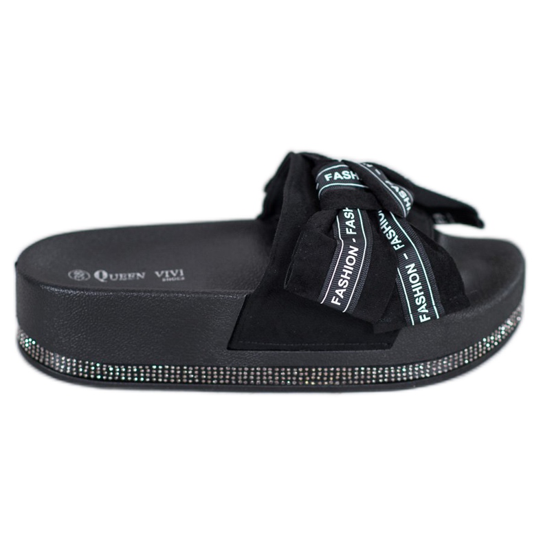 Queen Vivi Pantuflas negras de moda negro Queen Vivi Pantuflas negras de moda negro