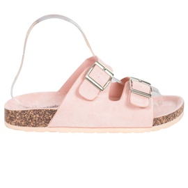 Queentina Zapatillas cómodas con hebilla rosa