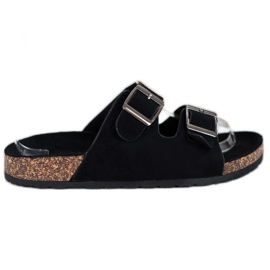Queentina Zapatillas cómodas con hebilla negro Queentina Zapatillas cómodas con hebilla negro