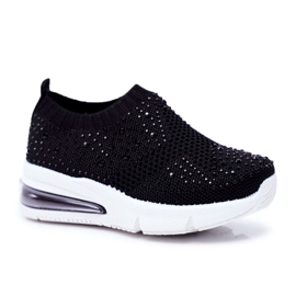 FRROCK Zapatillas Deportivas Infantiles Linda Negra Con Circonita Cúbica negro