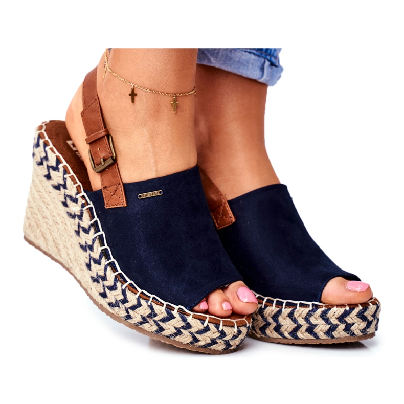 Sandalias Mujer Con Cuña Big Star Azul Marino FF274980