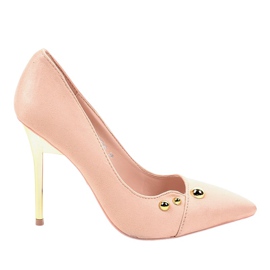 Tacones altos clásicos rosas con tachuelas NE05P