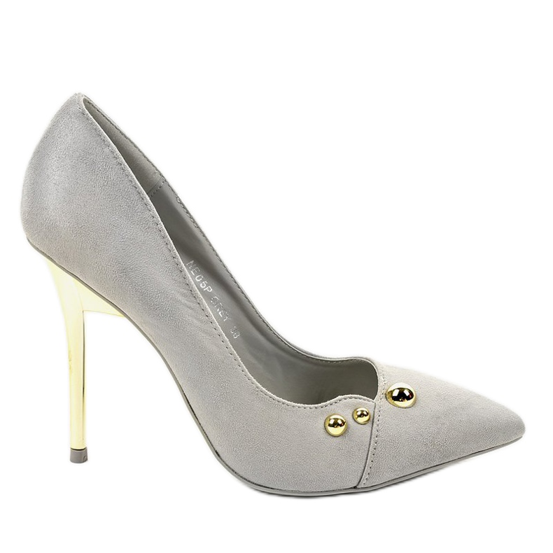 Tacones altos clásicos grises con tachuelas NE05P