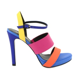 Sandalias altas de piel en el talón Edeo 3338 azul naranja rosa amarillo