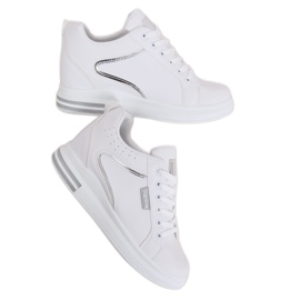 Blanco NB337 Zapatillas de cuña plateadas