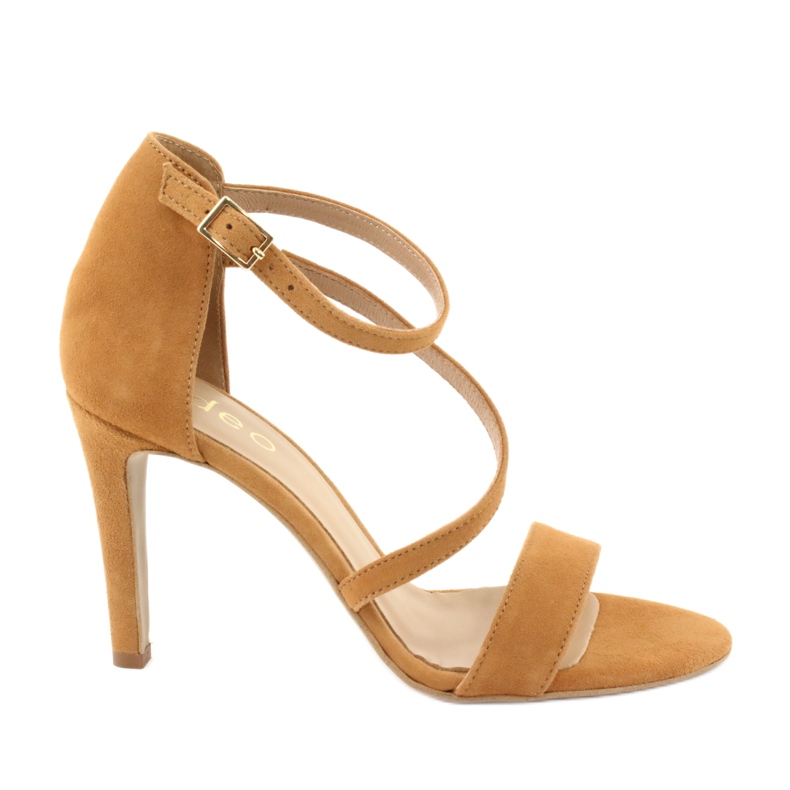 Edeo Sandalias de cuero para mujeres en Szpilka 3344 Rude amarillo