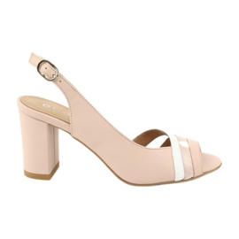 Edeo Sandalias de cuero para mujeres con rosas/beige/blanco 3505