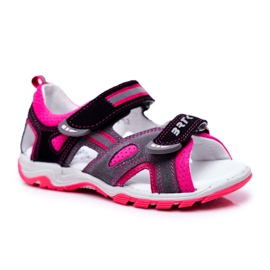 Bartek S.A. Sandalias Infantiles Para Niña Profiláctica Bartek T-16176-7 / 77G negro rosado gris