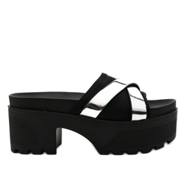 Pantuflas negras de tacón CL-3A309-43 negro Pantuflas negras de tacón CL-3A309-43 negro