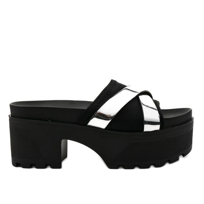 Pantuflas negras de tacón CL-3A309-43 negro