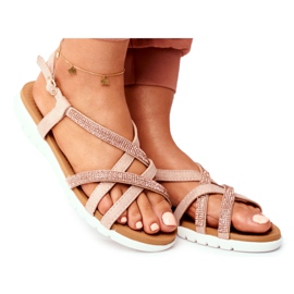 Sandalias de Mujer Lu Boo con Zirconia Cúbica 406-6 Rose Gold Feen rosa amarillo