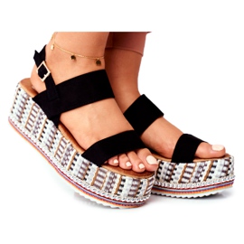 ADY Sandalias de mujer en la plataforma negro arena