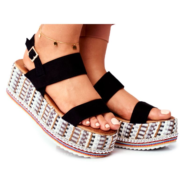 ADY Sandalias de mujer en la plataforma negro arena ADY Sandalias de mujer en la plataforma negro arena