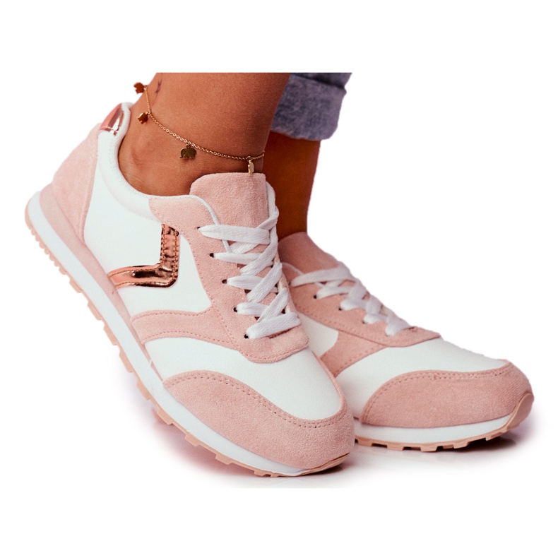 Zapatos Deportivos De Mujer En Ruleta Rosa Blanca blanco rosado