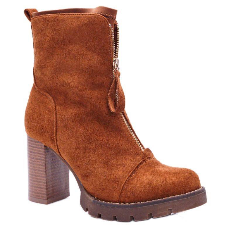 FRERY Botas de mujer con tacón Camel Frann marrón