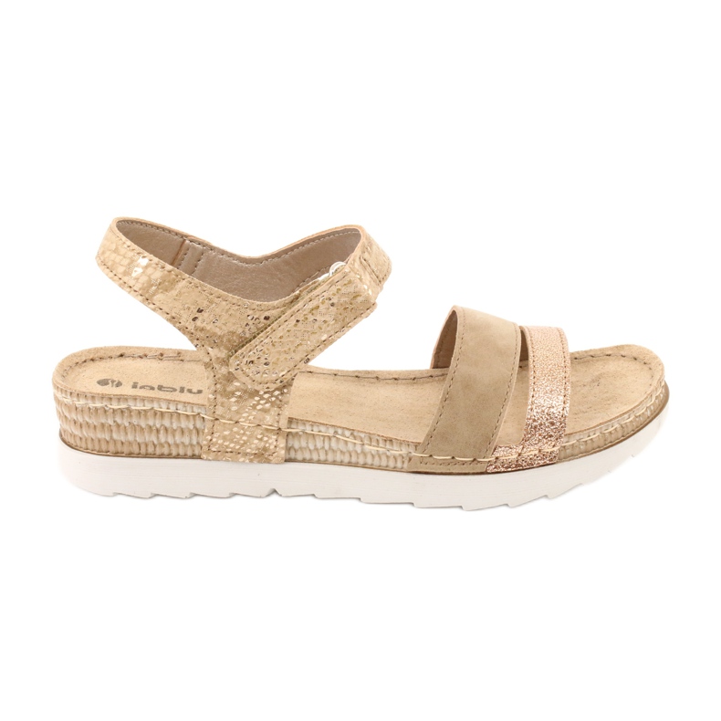 Sandalias con aplicación de piel Inblu Platino OF019 beige dorado