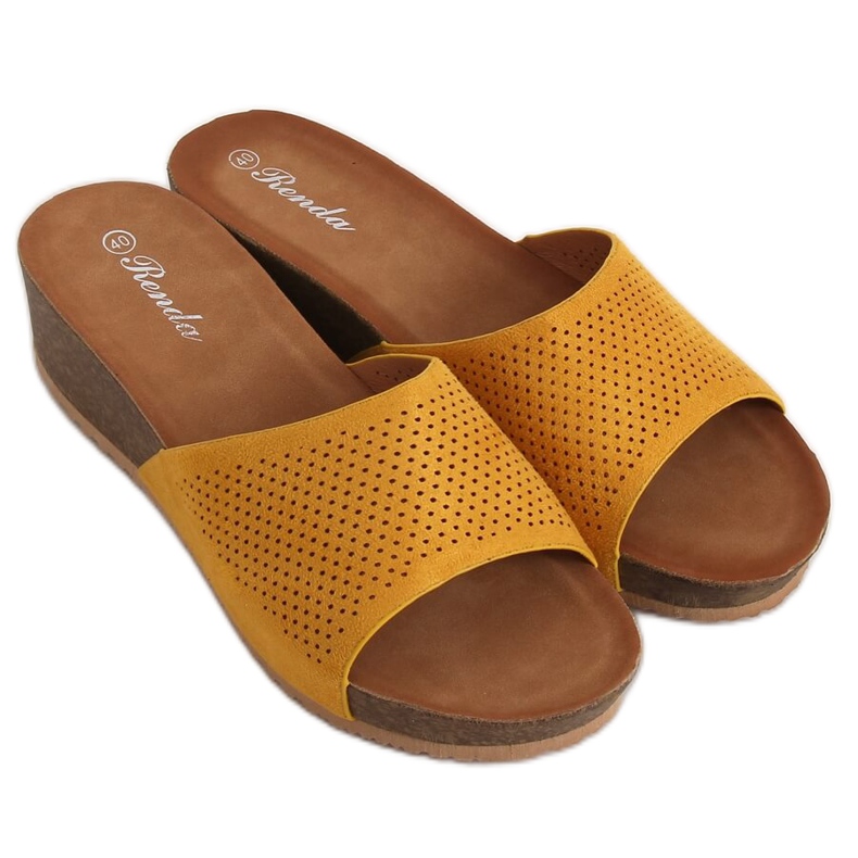 Pantuflas cuñas bajas miel 10-238 Amarillo