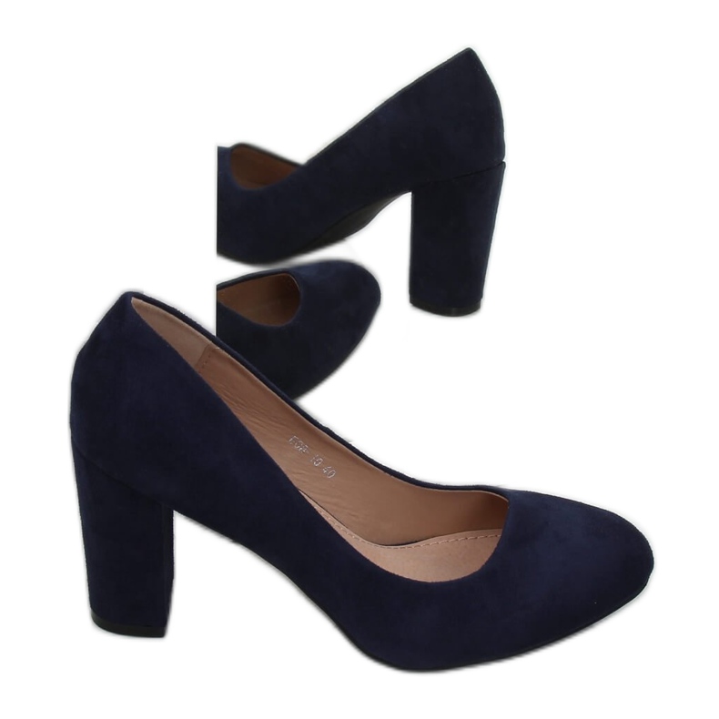 Zapatos de salón en el poste azul marino E08-10 Azul