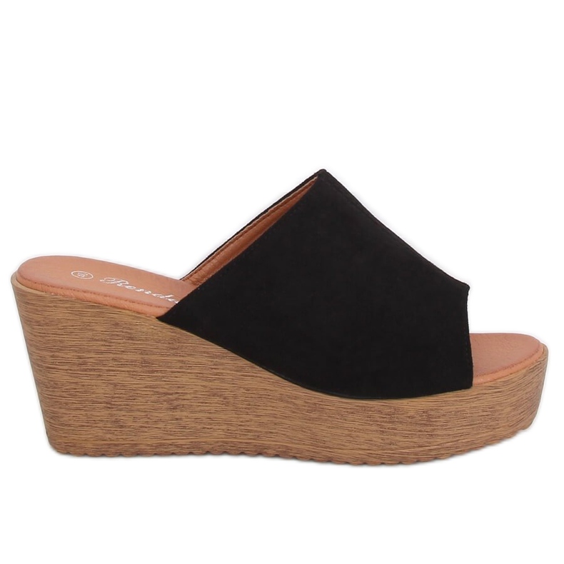 Zapatillas negras en la cuña negro 10-236 Negro