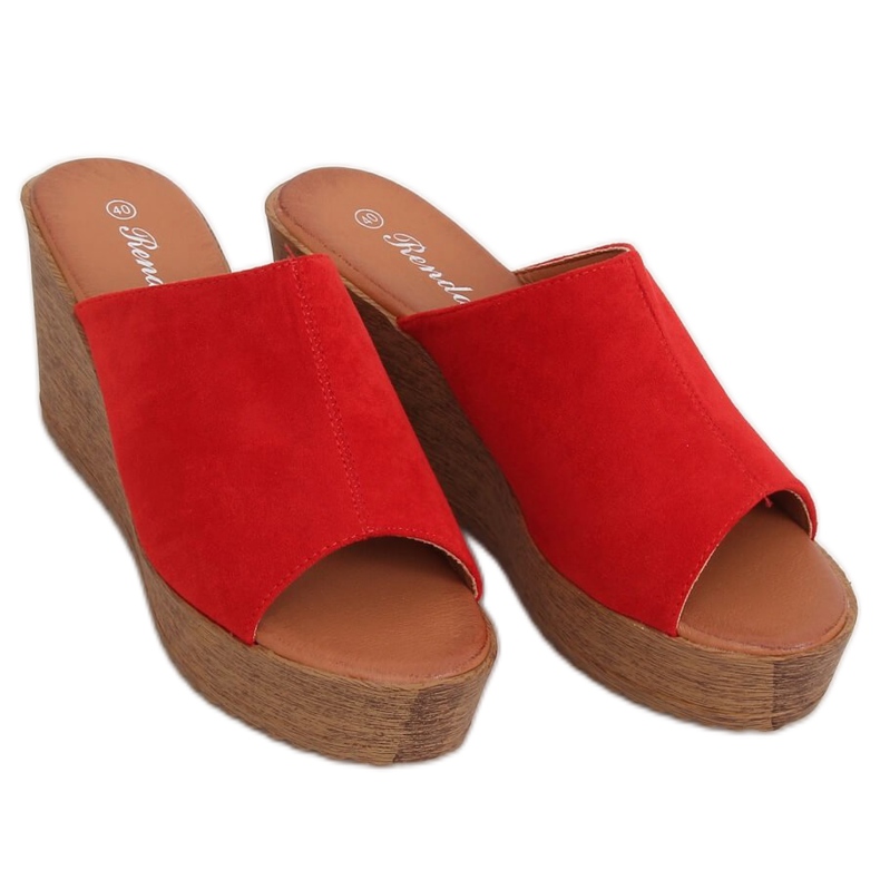 Pantuflas cuña rojas rojo 10-236 Rojo