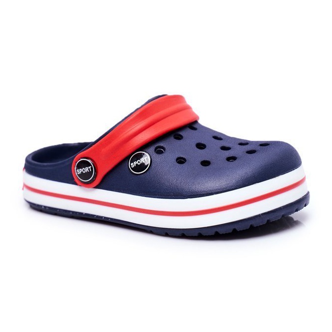 Zapatillas para niño, niña, cocodrilos de espuma para niños azul marino rojo