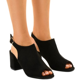 Sandalias negras de tacón con empeine Z029 negro