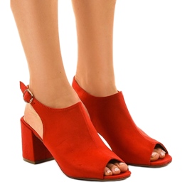 Sandalias rojas de tacón con empeine Z029 rojo