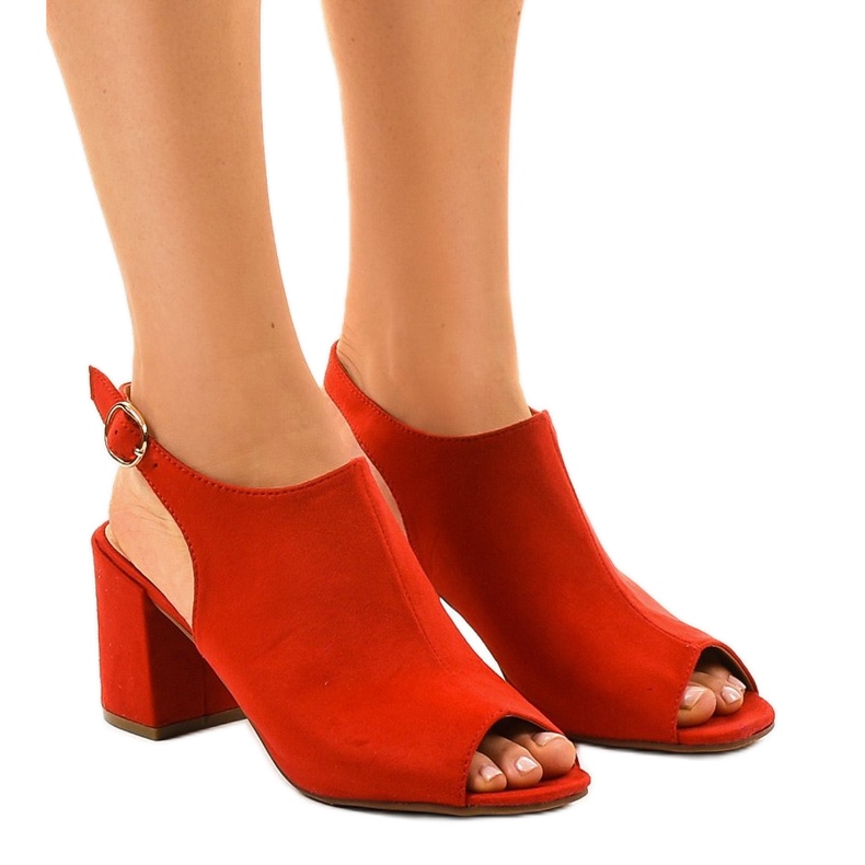 Sandalias rojas de tacón con empeine Z029 rojo