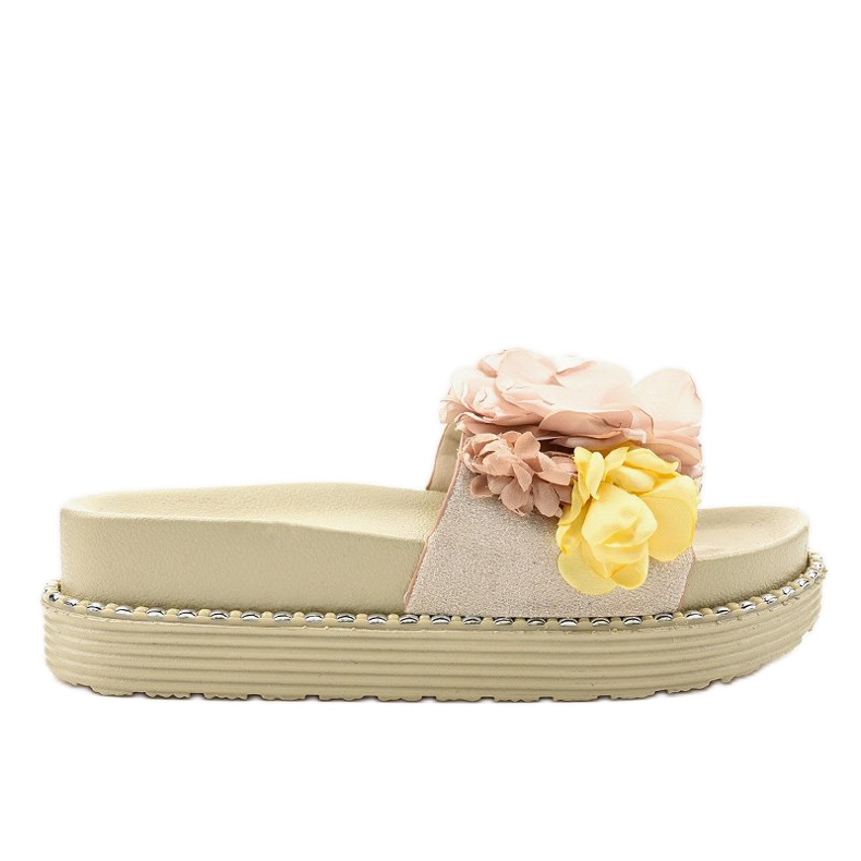 Zapatillas beige con flores 6138 Zapatillas beige con flores 6138