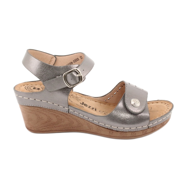 Evento Sandalias de mujeres metálicas en la cuña 9SD98-0980 Gray gris