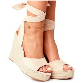 SEA Sandalias De Mujer Con Cuña Atado Beige Belleza