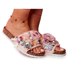 SEA Pantuflas de Mujer con Flores Rosa Enrissa rosado