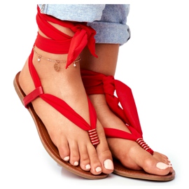 FS1 Sandalias Mujer Chanclas Atadas Rojo Derryl