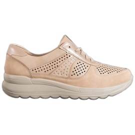 Comer Zapatillas caladas en plataforma marrón amarillo