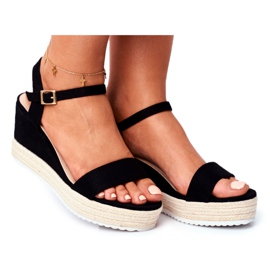 EVE Sandalias de mujer en cuña Merdoe negro EVE Sandalias de mujer en cuña Merdoe negro