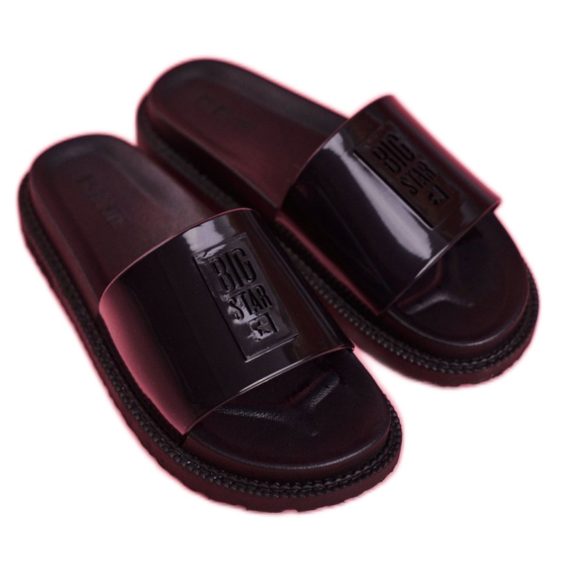 Pantuflas Big Star para mujer en la plataforma negra FF274813 negro