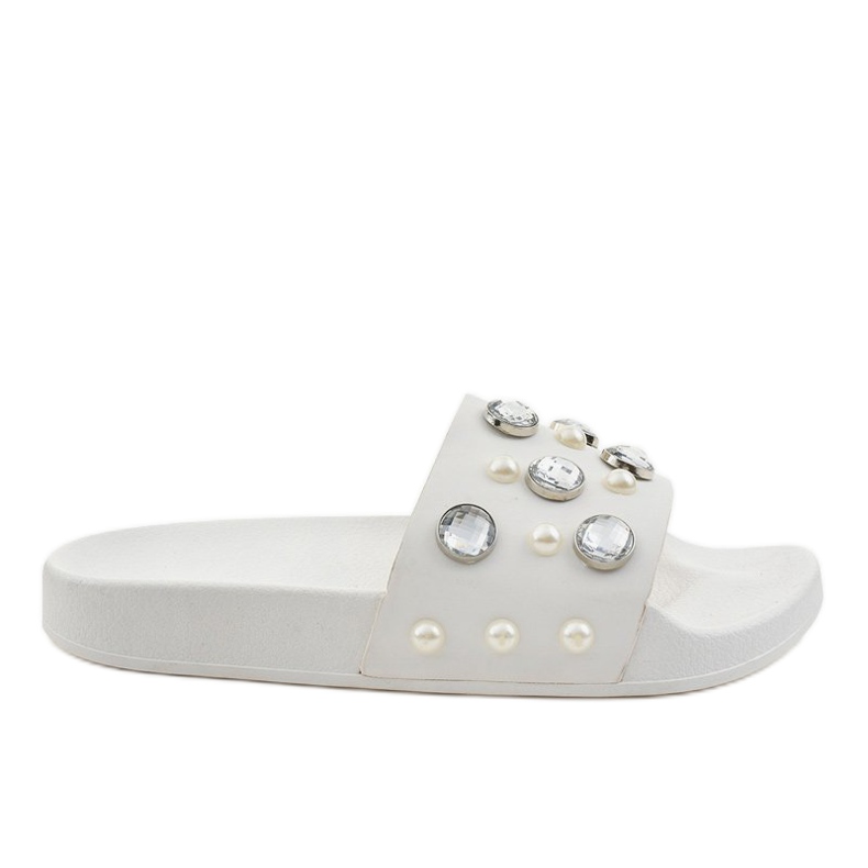 Pantuflas blancas con perlas H-6567 blanco