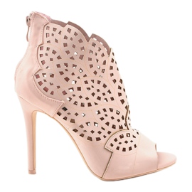 Sandalias rosa, tacones calados 1439-20 rosado