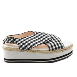 Sandalias negras en la plataforma 1508-1 blanco