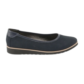 Angello Ballerinas de cuero para mujeres en cuñas 1348 azul marino