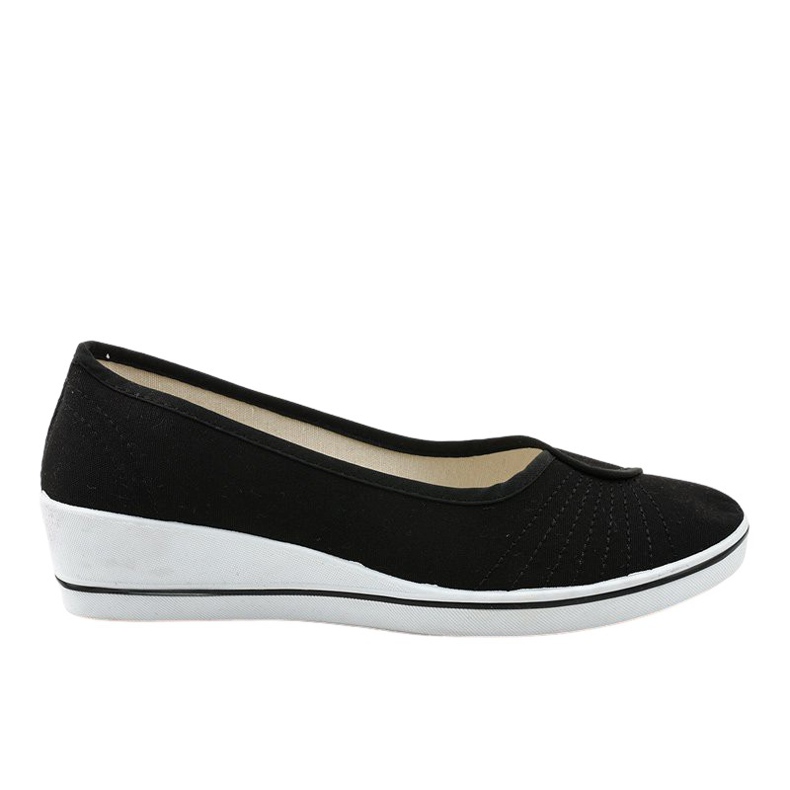 Zapatillas negras, zapatillas de cuña K-1-001 negro Zapatillas negras, zapatillas de cuña K-1-001 negro