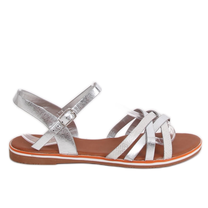 Sandalias plateadas para mujer 99-62 Plata gris